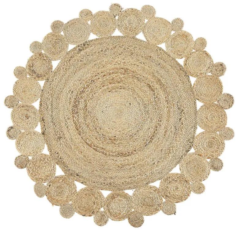 Okrúhly jutový koberec ⌀ 120 cm béžový GOLGEN Beliani