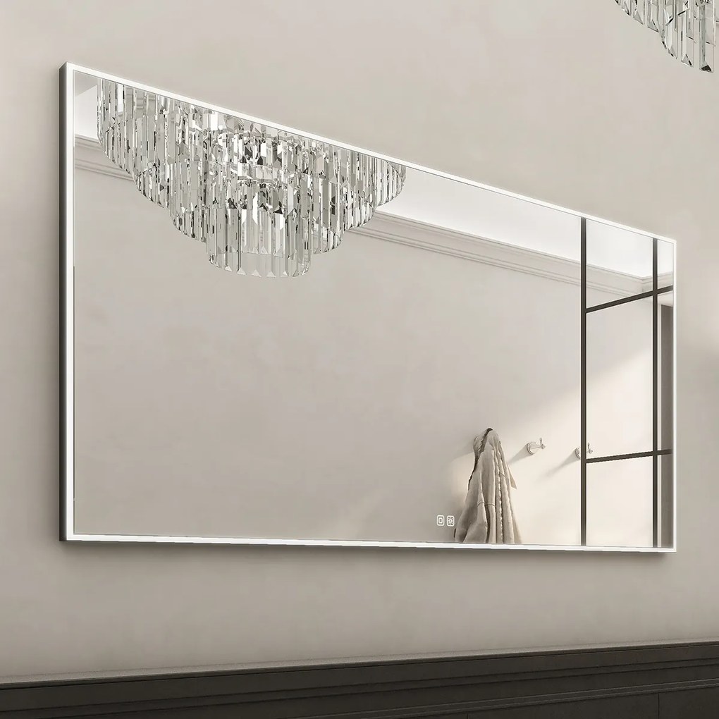 Nimco Čierne LED zrkadlo 1400x700 s dvoma dotykovými senzormi - ZPC 13008VX-90