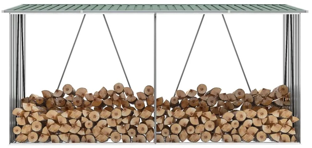 Záhradná kôlňa na drevo galvanizovaná oceľ 330x84x152 cm zelená 47083