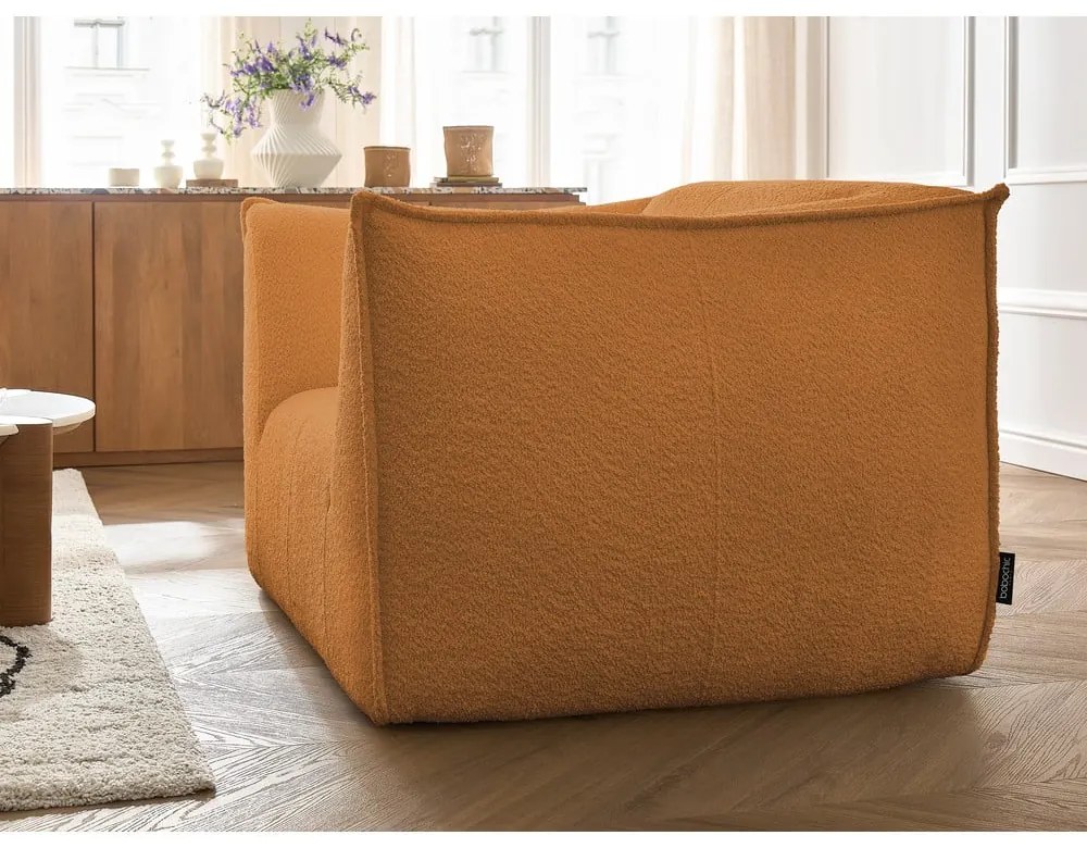 Kreslo z textílie buklé v horčicovej farbe Giorgia – Bobochic Paris