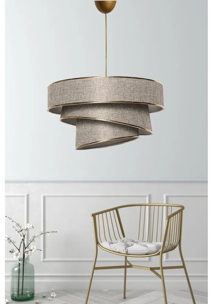 Závesné svietidlo v béžovo-zlatej farbe s textilným tienidlom ø 40 cm Couper – Opviq lights