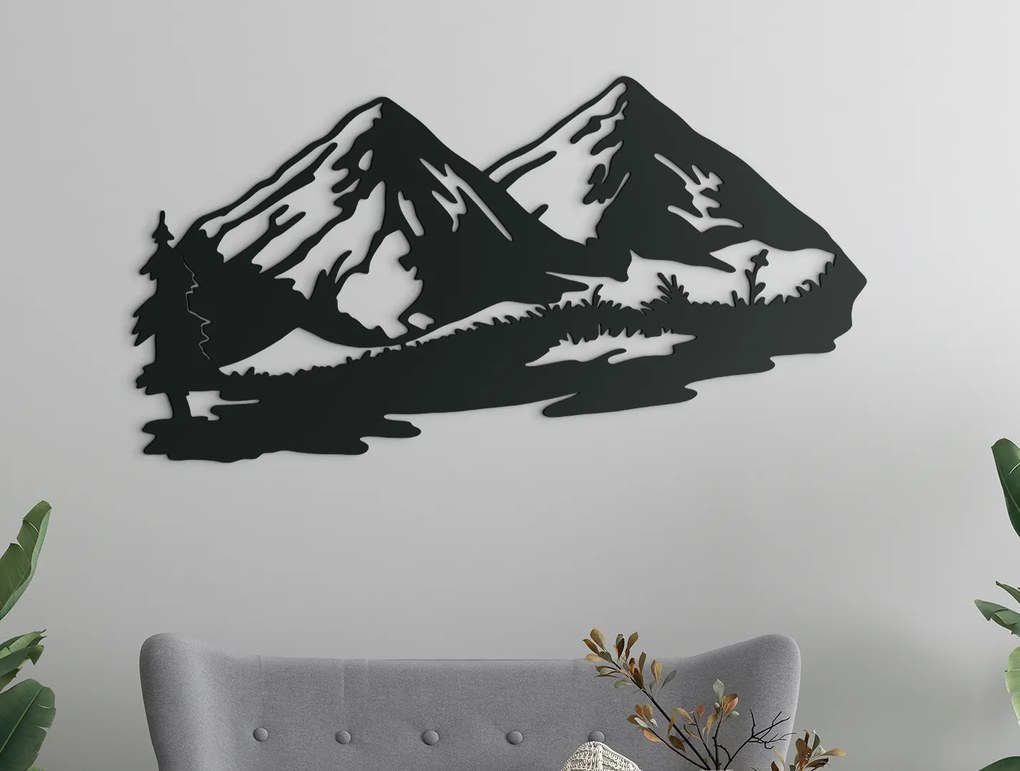 drevko Moderný obraz Hora Rozmer obrazu: 34 x 65 cm, Farba dekorácie: Čierna