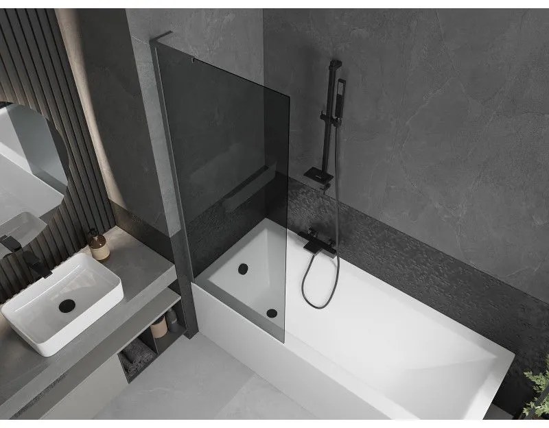 Mexen Next L, 1-krídlová vaňová zástena 70 x 150 cm, 6mm šedé sklo, grafitový profil, 895-070-000-03-40-95