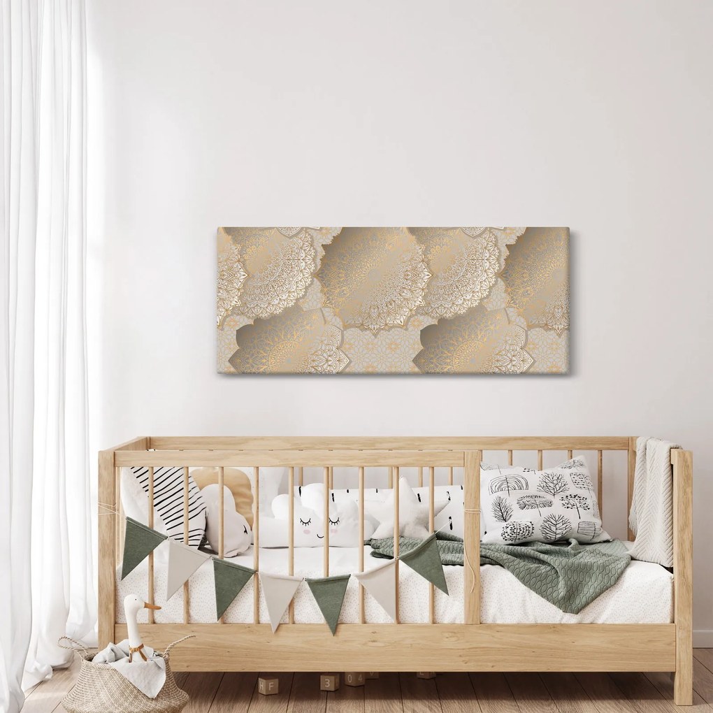 Obraz - Mandaly v zlatých tónoch (120x50 cm)