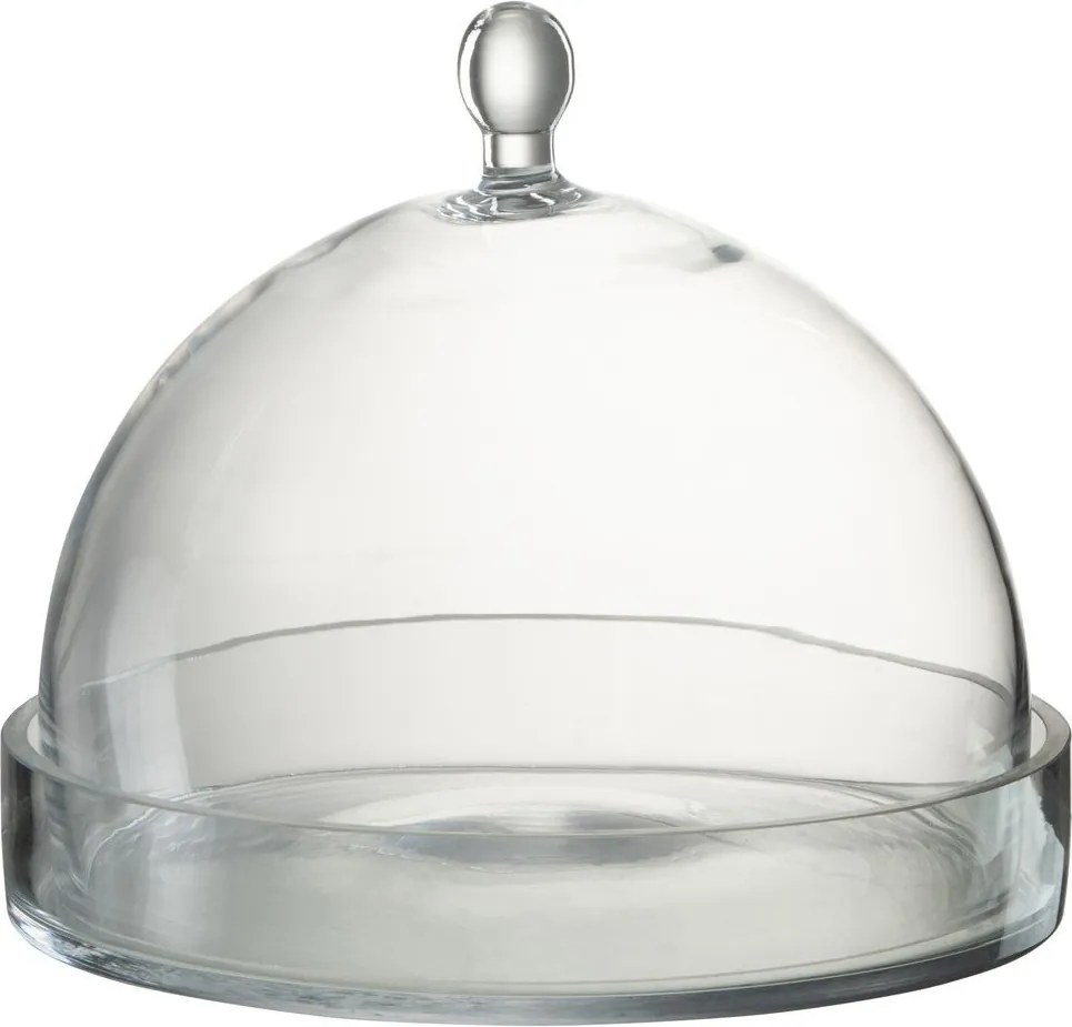 Transparentný sklenený podnos s poklopom Bell Jar L - Ø 22*25 cm