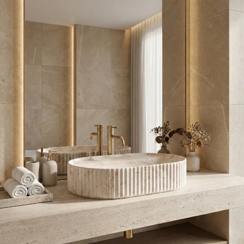 Rea Marcela Saturn, umývadlo na dosku 600×370×135 mm, béžová matná, REA-U3519