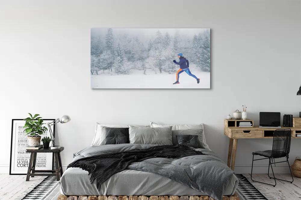Obraz plexi Les v zime sneh muž 140x70 cm