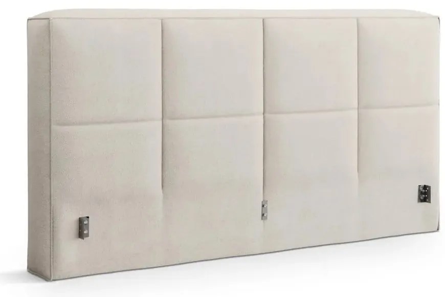 Krémovobiela čalúnená dvojlôžková posteľ s úložným priestorom s roštom 200x200 cm Simon Darren – Micadoni