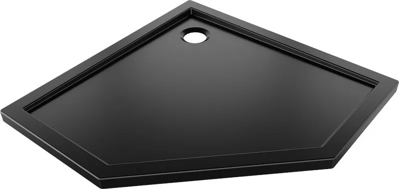 Mexen Flow päťuholníková sprchová vanička slim 80 x 80 cm, čierny mat - 46P708080