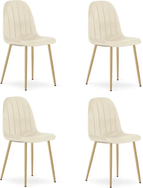 Set štyroch jedálenských stoličiek PADVA zamatové béžové / hnedé nohy (4 ks)