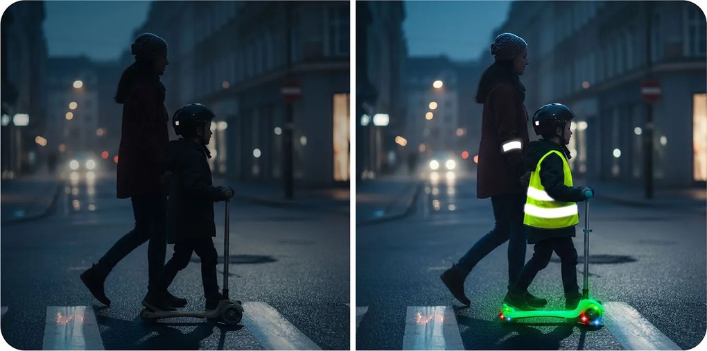 Ricokids Glow svietiaca v tme detská balančná Kolobežka - tyrkysová