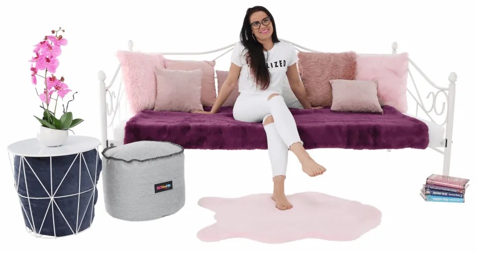 Kovová jednolôžková posteľ s roštom Daina 90x200 cm - biela