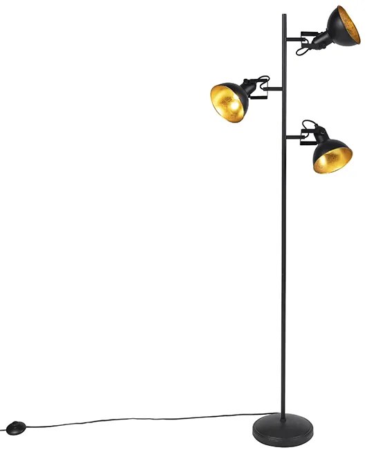 Inteligentná stojaca lampa čierna so zlatou farbou 3 svetlá vrátane 3 WiFi P45 - Tommy