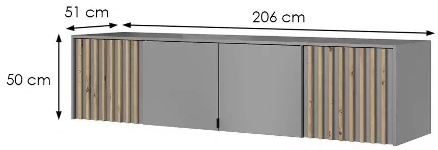 Nástavec na skříň Nelly 206 cm šedý/dub artisan