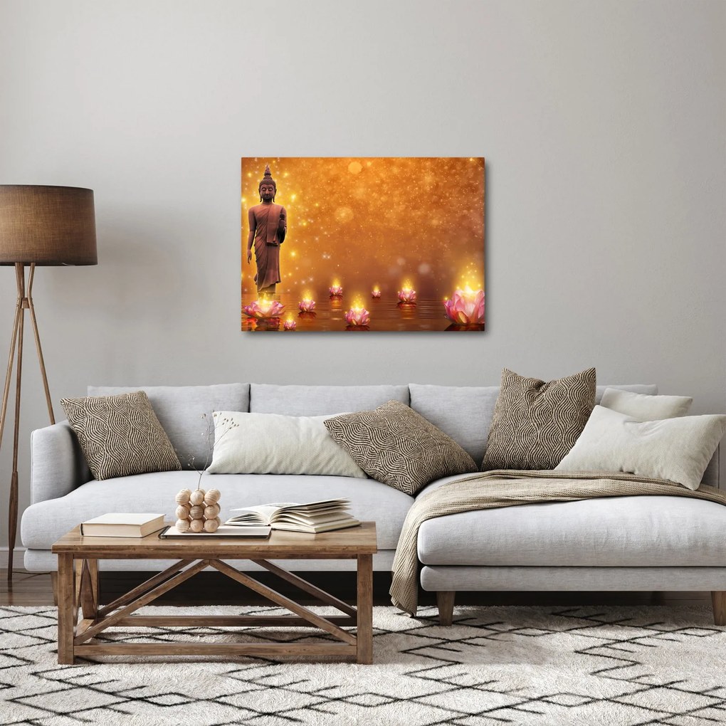 Obraz - Budha v zlatom lesku (70x50 cm)