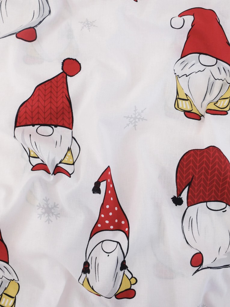 Vianočné francúzske bavlnené obliečky Renforcé - Trpaslíci biele