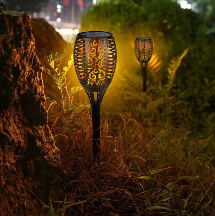 SADA 4 solárnych LED bateriek s efektom plameňa a ohňa IP44 do záhrady