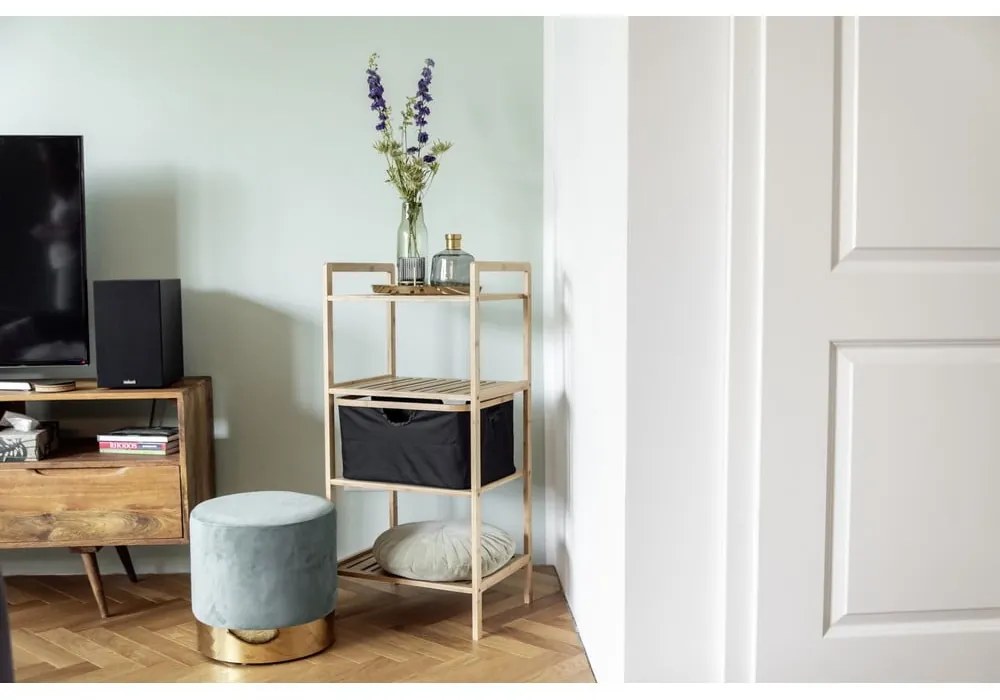 Čierny/prírodný bambusový kúpeľňový regál 44x93,5 cm Ecori - Wenko