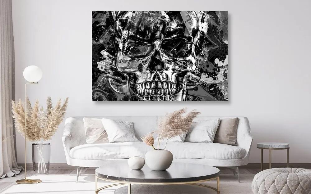 Obraz umelecká lebka v čiernobielom prevedení - 90x60