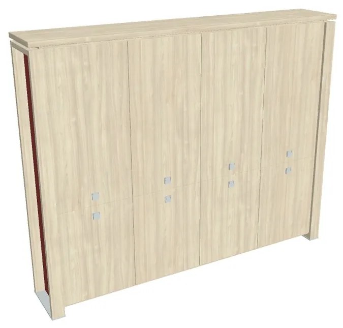 Vysoká skriňa Verno+ S 260 x 46 x 210 cm, agát / červená