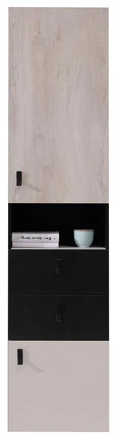 Regál Planet Pl4 čierna/Dub/béžová