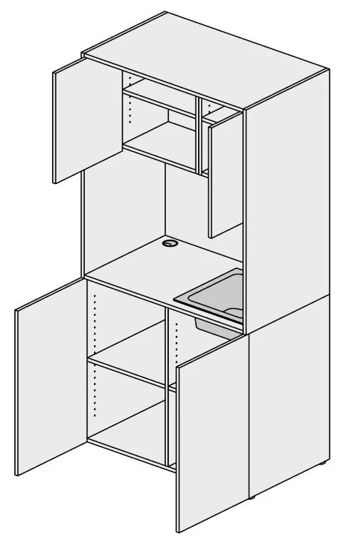 PLAN Kuchynka NIKA s drezom a batériou 1000 x 600 x 2000 mm, grafitová, pravá
