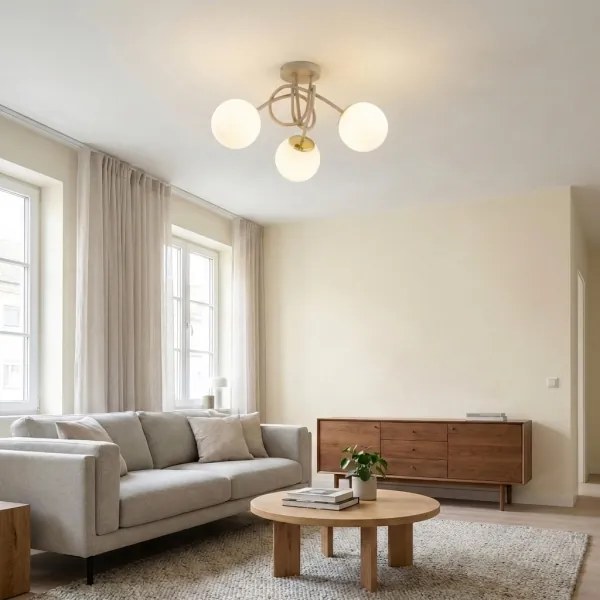 Brilagi - Prisadený luster MILO ECRU 3xE27/60W/230V béžová/zlatá