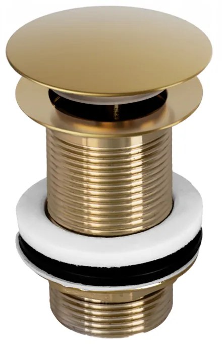 Gamma Gamma, uzatvárateľná umývadlová odtoková zátka typ ClickClack, bez prepadu, zlatá matná, GMA-DBP-BGD