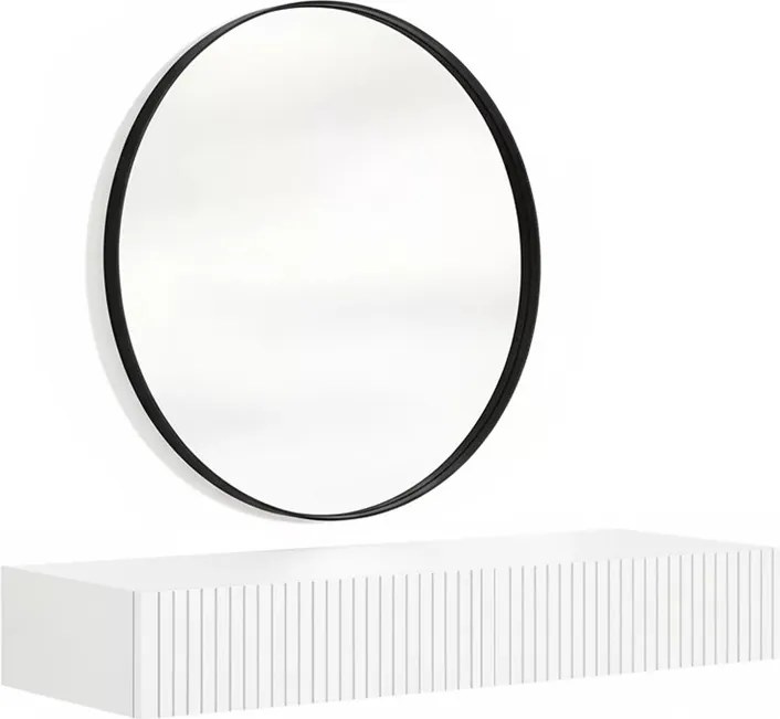 Závesný toaletný stolík Nicole so zrkadlom 80 cm - biely mat