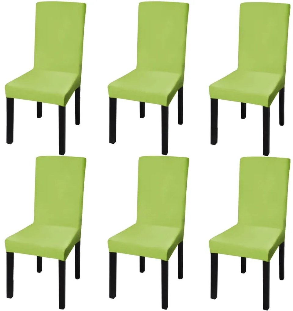 vidaXL Rovný naťahovací návlek na stoličku, 6 ks, zelený