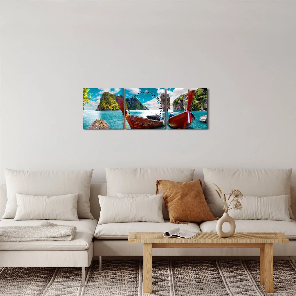 Obraz - Raj na zemi (s hodinami) (90x30 cm)