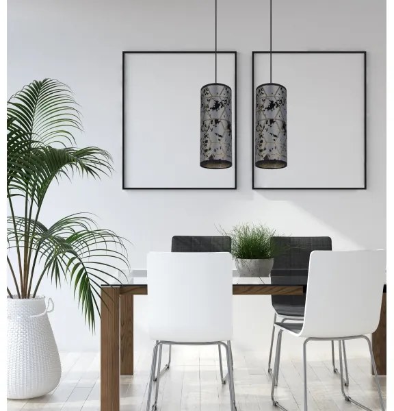 Luster na lanku AVALO 2xE27/60W/230V šedá/čierna