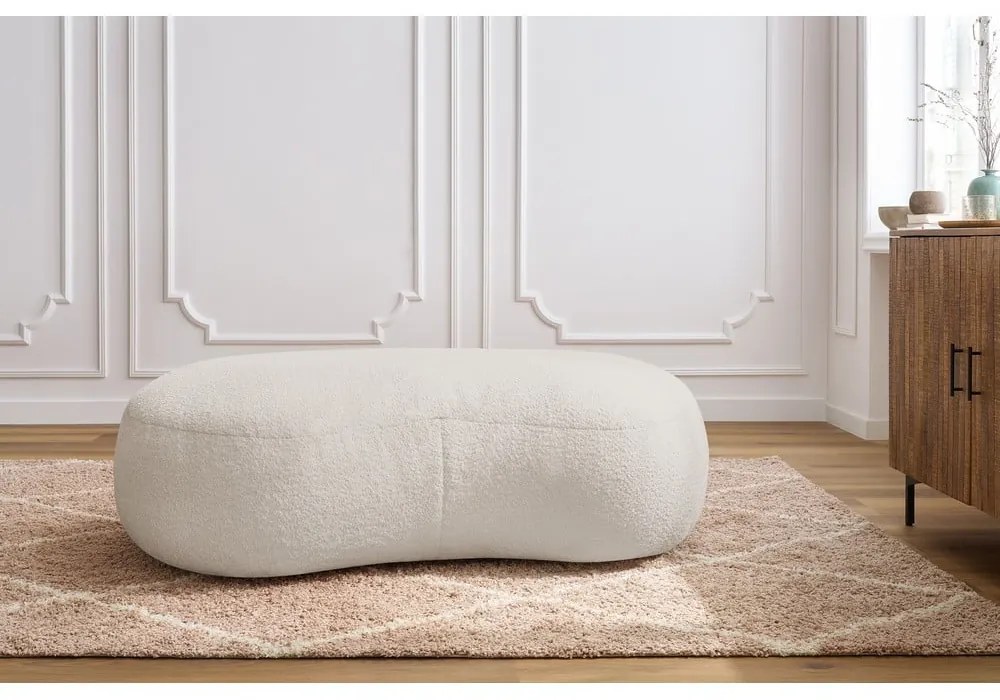 Biela podnožka z textílie bouclé Saint-Germain – Bobochic Paris