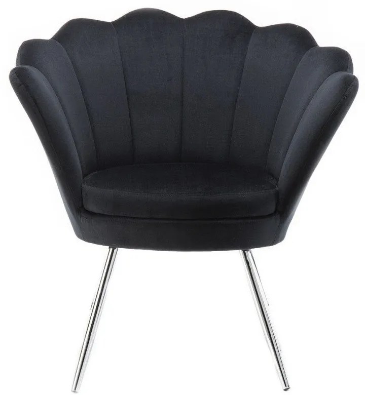 LuxuryForm DESIGN Kreslo FREY VELUR so striebornými nohami - čierne