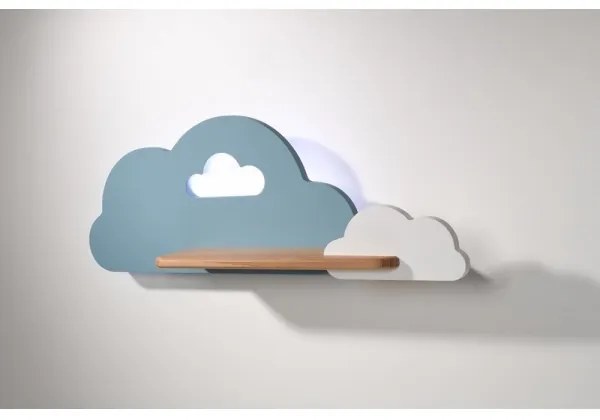 LED Detské nástenné svietidlo s poličkou CLOUD LED/5W/230V modrá/biela