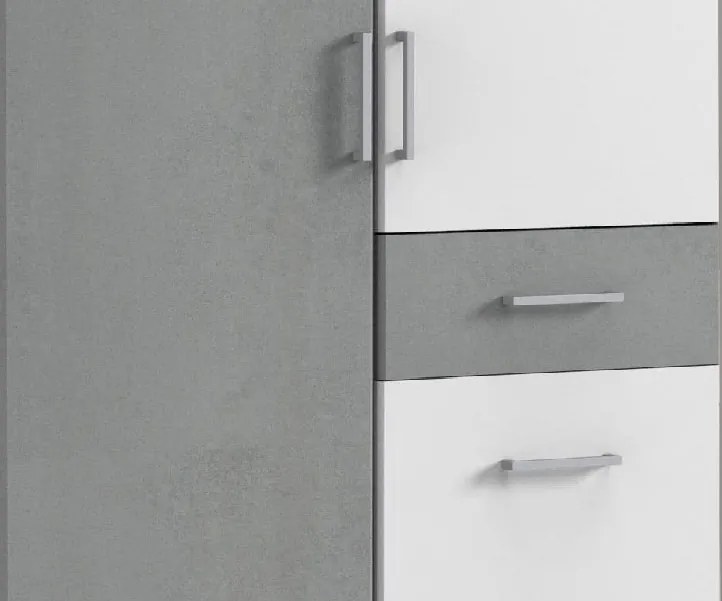 Šatníková skriňa bez zrkadla Click, 91 cm, biela/šedý betón