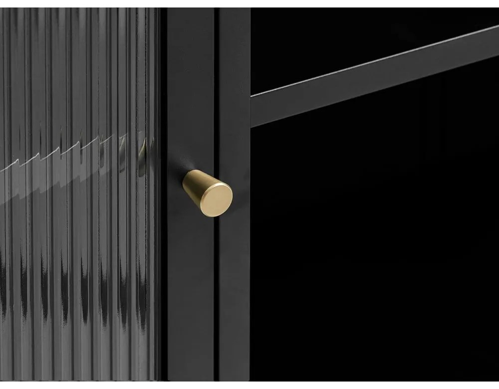 Čierna kovová vitrína 111x140 cm Bronco – Unique Furniture