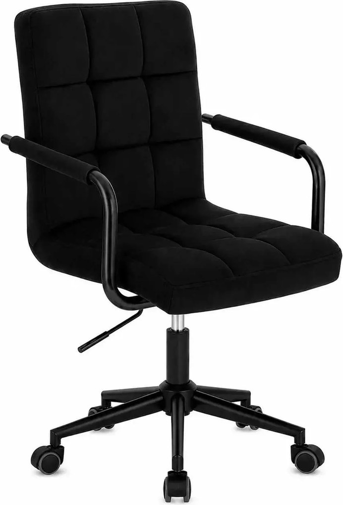 LuxuryForm DESIGN Otočná stolička VERONA BLACK VELUR na čiernej podstave s kolieskami - čierna