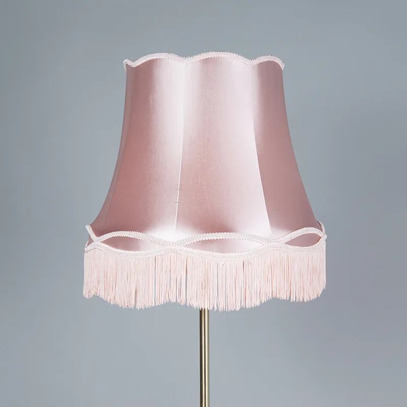 Retro stojaca lampa mosadz s tienidlom Granny ružové 45 cm - Kaso