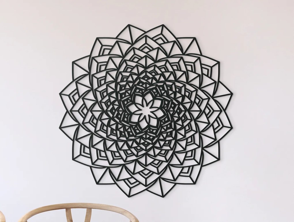 drevko Drevená Mandala na stenu Rozmer obrazu: 44,5 x 44,5 cm, Farba dekorácie: Čierna