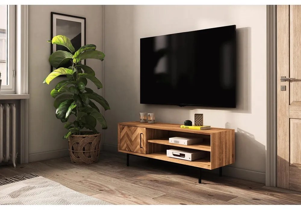 TV stolík z dubového dreva v prírodnej farbe 144x50 cm Abies - The Beds