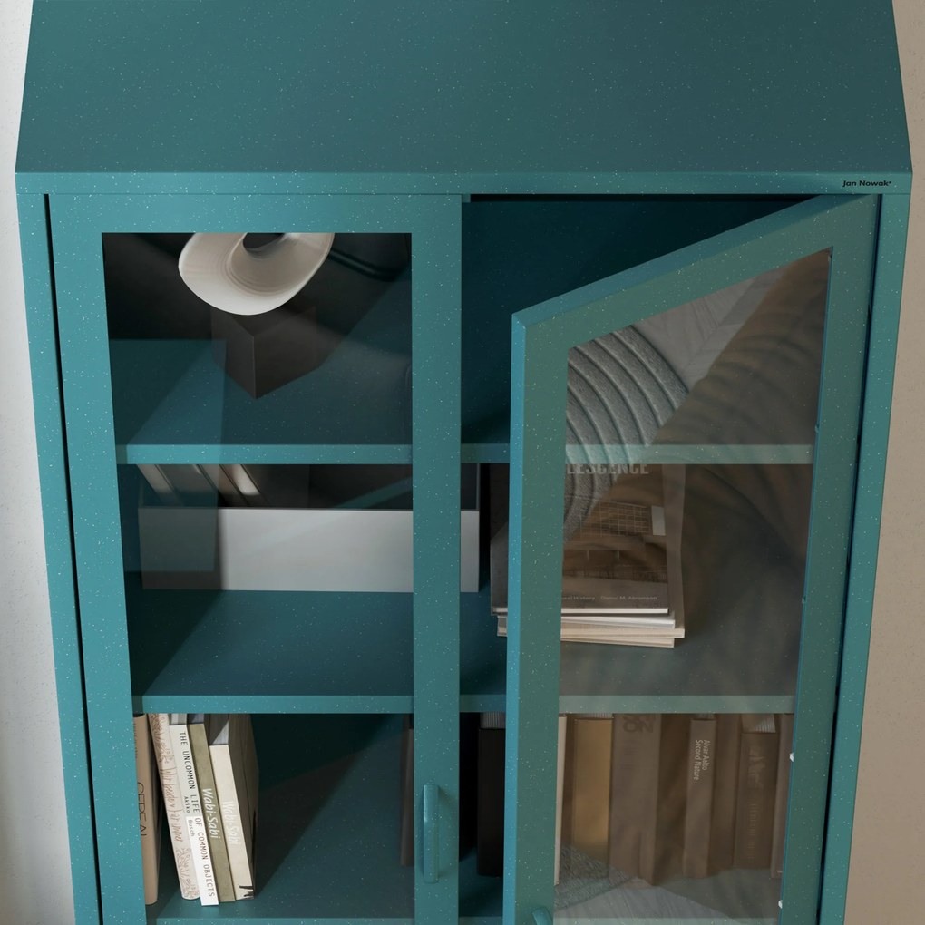 Vitrína ANGELO, 800 x 1850 x 450 mm, Modern: morská modrá