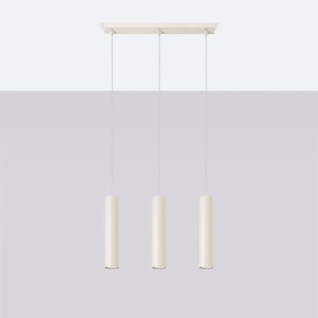 Závesné svietidlo Lagos, 3x béžové kovové tienidlo