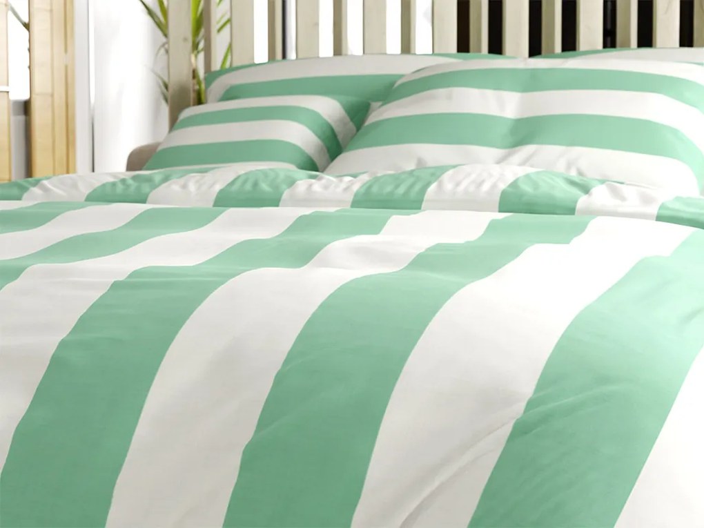 Bavlnené obliečky STRIPES bielo-zelené Rozmer obliečky: 70 x 90 cm | 140 x 200 cm