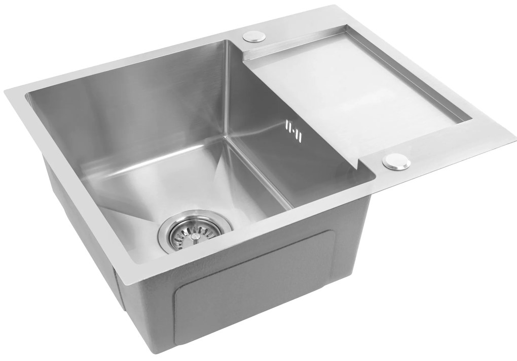 Rea Paul, 1-komorový oceľový drez 600x480x185 mm, brúsená oceľ, ZLE-06009