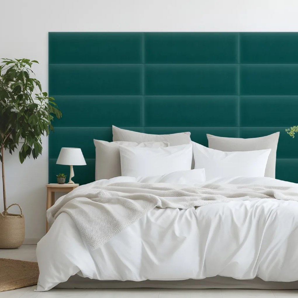Zamatový čalúnený panel - Obdĺžnik - 80x20cm Farba: Tyrkysová