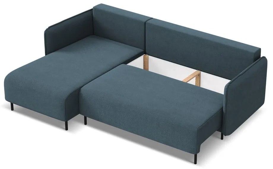 Modrá rozkladacia/s úložným priestorom rohová pohovka (ľavý roh) Luana – Makamii