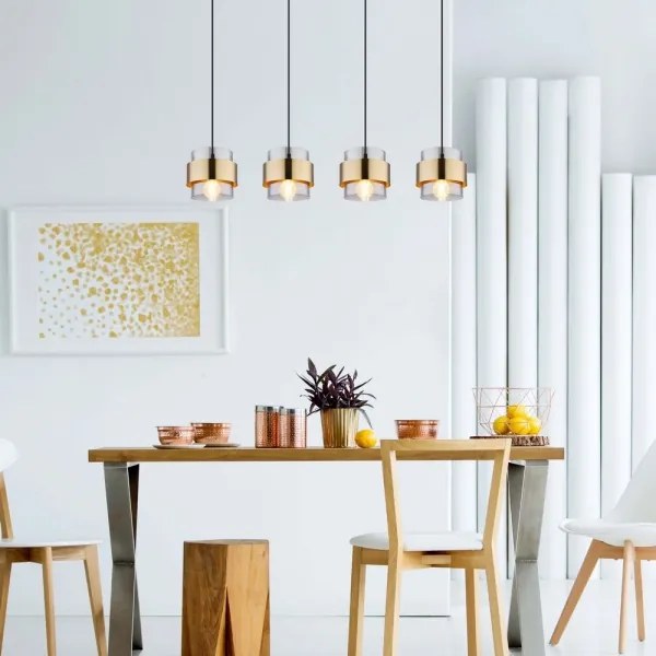 Globo 15560-4H - Luster na lanku MILEY 4xE27/60W/230V čierna/mosadz