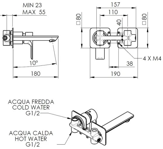 Sapho - Umývadlová batéria pre podomietkovú inštaláciu PAX matná čierna