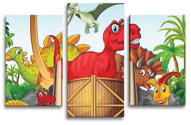 Sablio Obraz - 3-dílný Dinosauři 4 - 75x50 cm